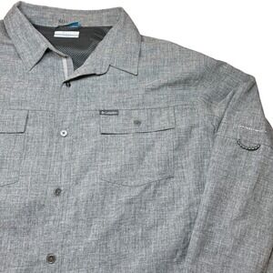 Columbia XXL‎ Mens Long Sleeve Button Up Shirt Heather Gray Outdoor Casual Gorp
